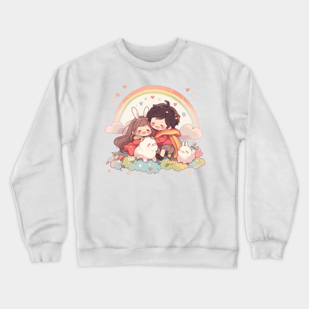 girl and boy Crewneck Sweatshirt by Pinnancy